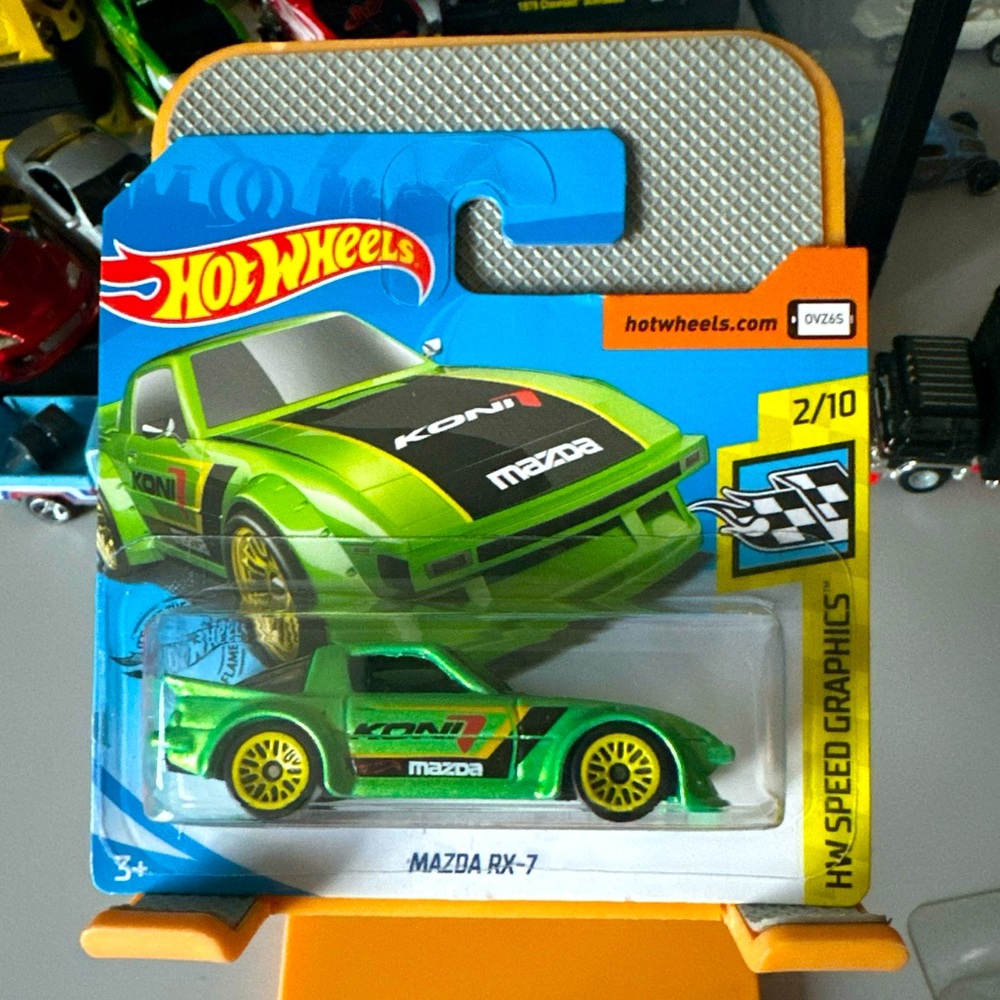 Mazda RX7 Lime green color, short card Hot Wheel